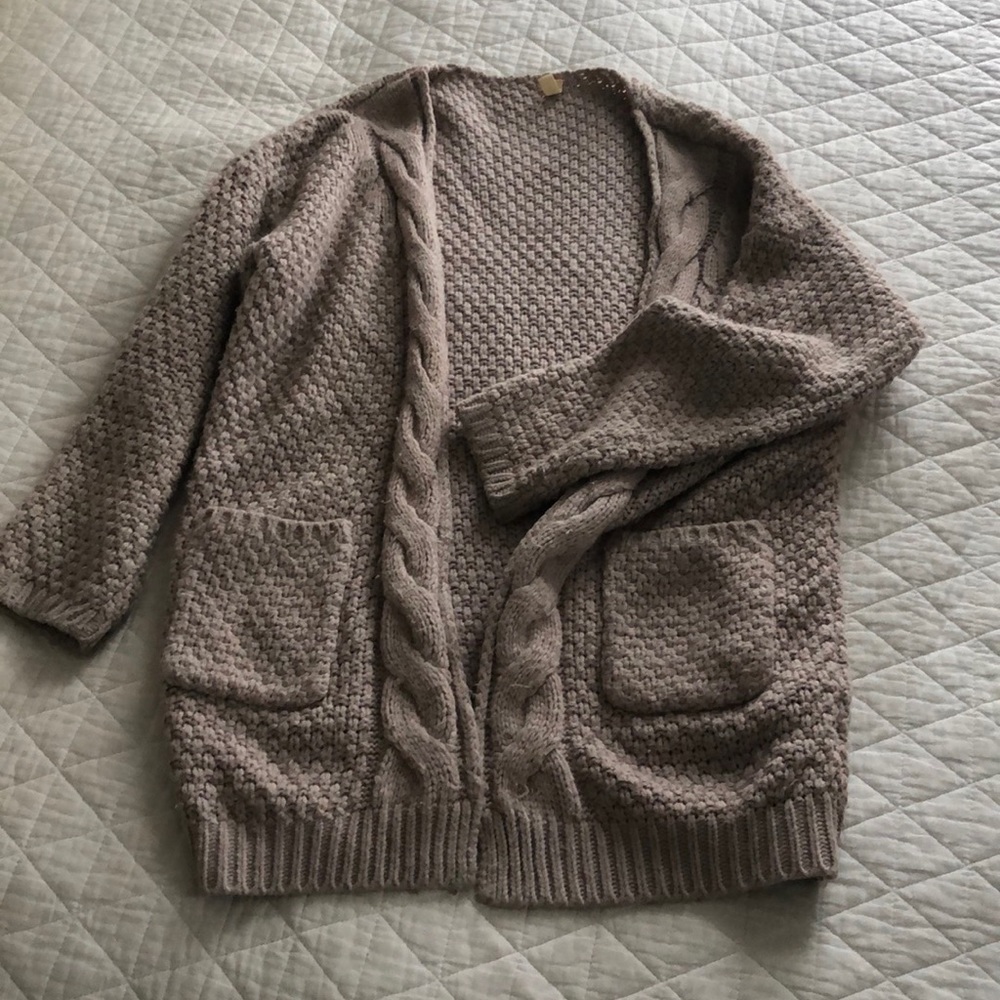 Chunky dusty mauve cardigan